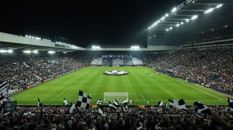 A general view of St James' Park before Newcastle United's game against Athletic Club in the Champions League on 5 November, 2025