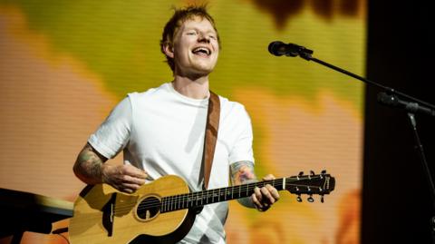 Ed Sheeran performs during the 2025 Coachella Valley Music And Arts Festival