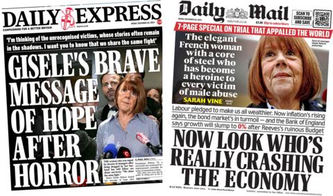 The front pages of the Daily Express and Daily Mail