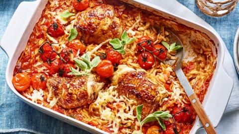 Chicken, cinnamon and sweet tomato orzo
