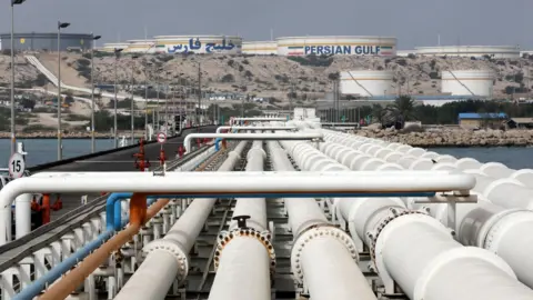 A general view of the Kharg oil terminal at the Kharg Island, in Persian Gulf, southern Iran, 12 March 2017