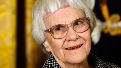 Author Harper Lee smiles while receiving the 2007 Presidential Medal of Freedom in the East Room of the White House November 5, 2007 in Washington, DC