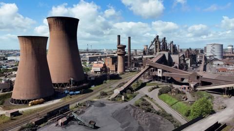 An aerial view of the British Steel plant in Scunthorpe