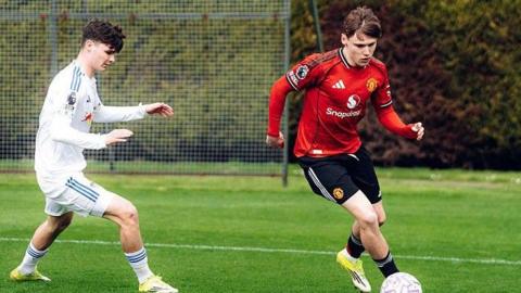 Manchester United midfielder Jack Moorhouse in action in Premier League 2