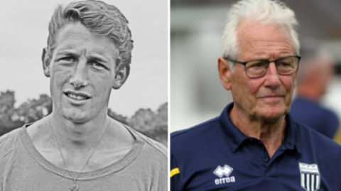 Jim Barron at Chelsea in 1965 aged 21 (left) and as assistant manager of Bath City at the age of 80