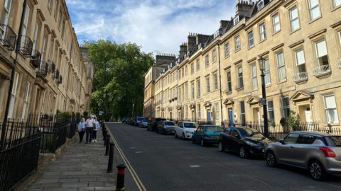 The upper end of Gay Street in Bath, looking up to the Circus