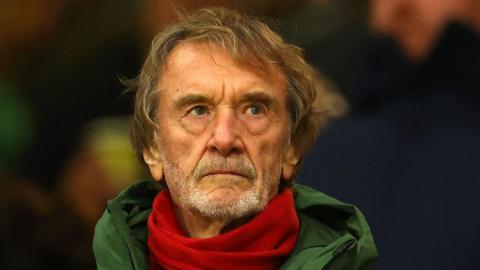 Manchester United co-owner Sir Jim Ratcliffe pictured in the stand