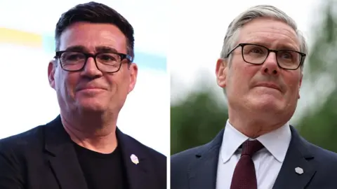 A composite image of Andy Burnham and Keir Starmer
