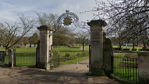 The entrance to a public park.