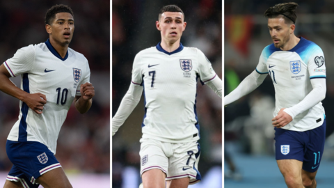 Jude Bellingham, Phil Foden and Jack Grealish