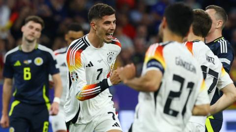 Kai Havertz celebrates scoring for Germany against Scotland