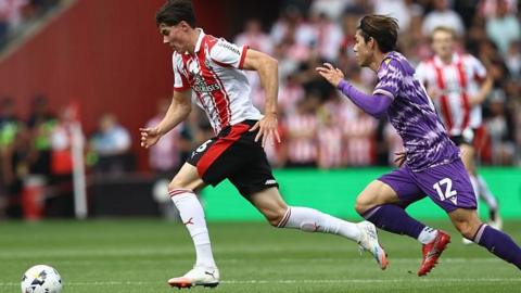 Southampton's Jay Robinson, left, in action against Stoke City