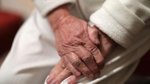 An elderly woman's hands.