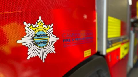 A red and yellow fire engine.