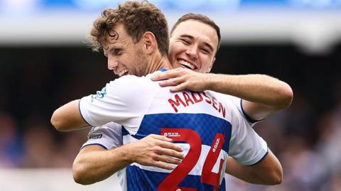 QPR match-winner Harvey Vale hugs Nicolas Madsen