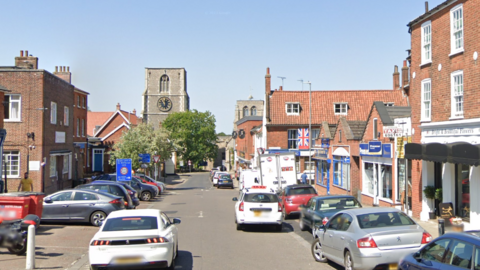 Cars parked in Church Street, Dereham