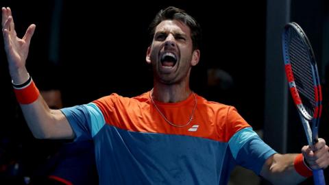 Cameron Norrie celebrates at the Australian Open