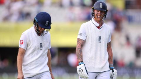 Ben Stokes smiles at the end of play