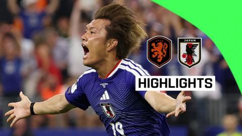 Koki Ogawa celebrates his side scoring against the Netherlands in their Group F fixture in the 2026 World Cup