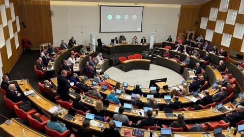 A Cornwall Council meeting at County Hall in Truro