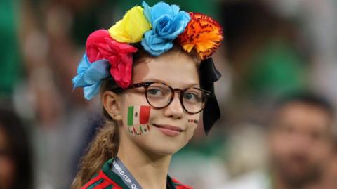 girl supporting mexico at 2022 world cup