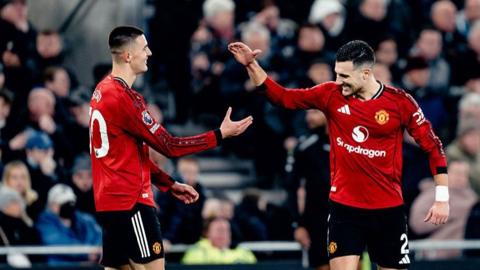 Manchester United pair Diogo Dalot (right) and Benjamin Sesko 