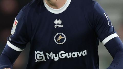Millwall's shirt with the MyGuava logo on the front as a sponsor