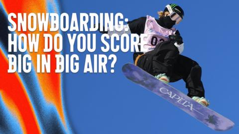 Snowboarder flying through the air