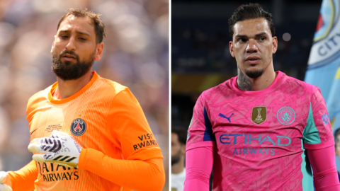 Gianluigi Donnarumma and Ederson in goalkeeping kit