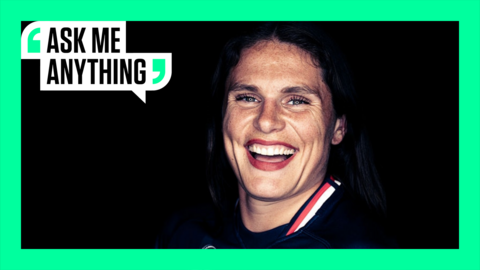 Ilona Maher looks on with an Ask Me Anything border around her