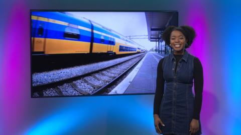 Emma-Louise on the Newsround set