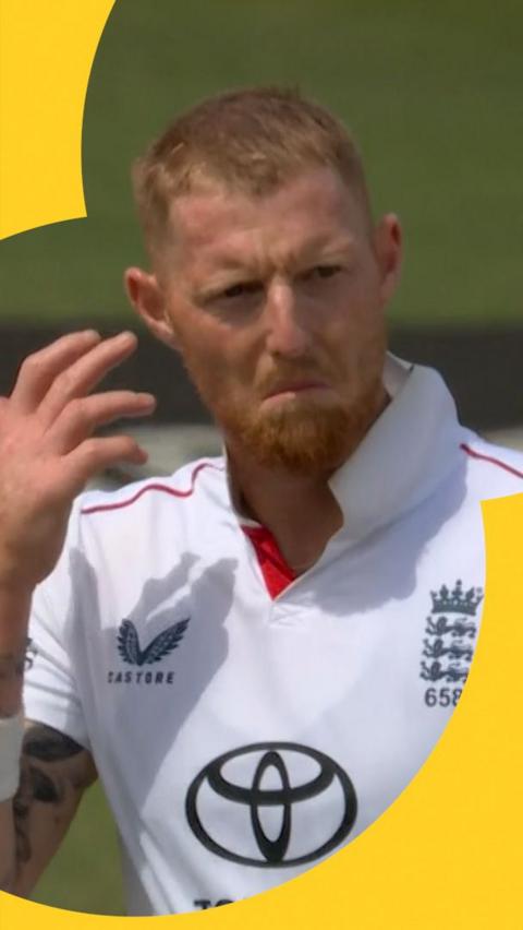 Ben Stokes looks confused to whether his bowl hit Mitch Santner's bat or not on day four of England v New Zealand.