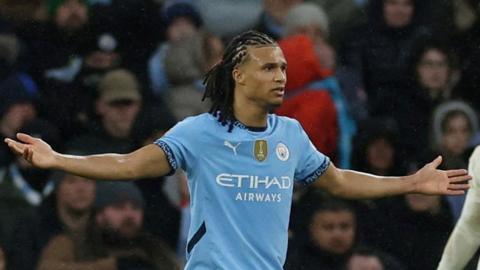 Nathan Ake looking disappointed during Manchester City's FA Cup win against Plymouth