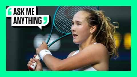 Mirra Andreeva with an Ask Me Anything border around her