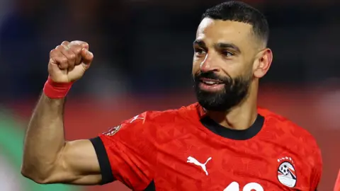 Mohamed Salah celebrates a goal for Egypt