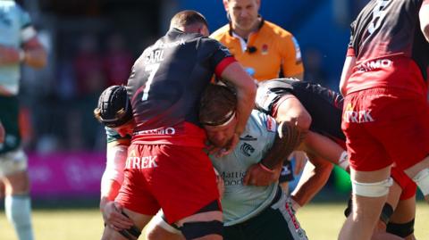 Action from Saracens v Leicester