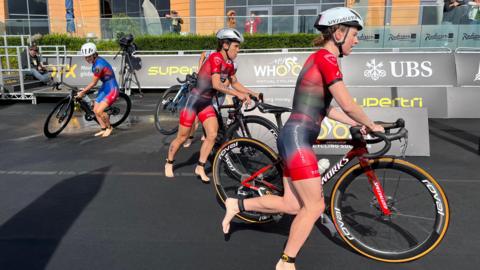 Racers at the Supertri event in Jersey