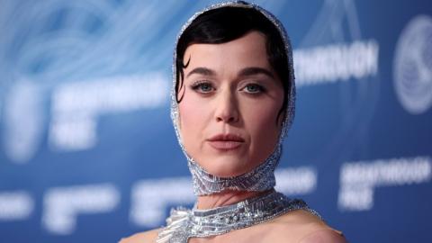 Katy Perry at The 11th Breakthrough Prize Ceremony held at Barker Hanger on April 05, 2025 in Santa Monica, California. 