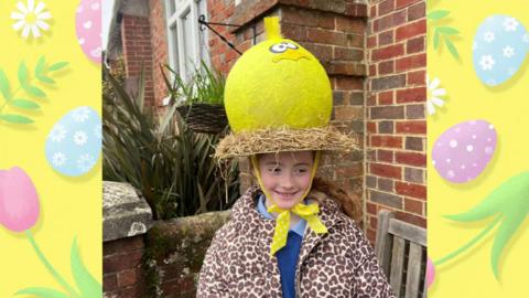 girl in yellow easter bonnet