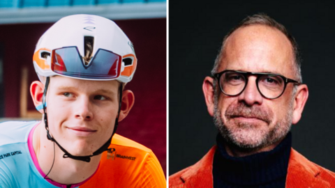 A split picture of Fin Tarling and Jonathan Vaughters