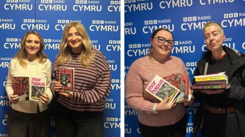 Y cyflwynydd Nest Jenkins, Megan Nobile, Heledd Hulson, a Kayley Roberts