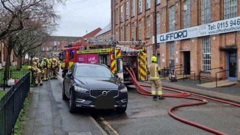 A number of fire crews dealing with an incident outside Clifford Health Club and Spa in Long Eaton