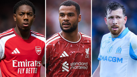 Myles Lewis-Skelly, Cody Gakpo and Pieree-Emile Hojbjerg
