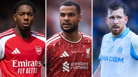Myles Lewis-Skelly, Cody Gakpo and Pieree-Emile Hojbjerg