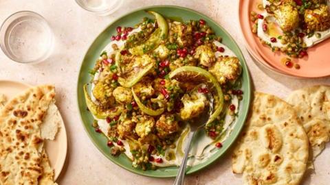 Spiced roasted cauliflower with lentils and tahini yoghurt