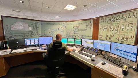 A man sat at the power control desk at the Metro’s South Gosforth control room 