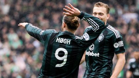 Celtic's Kasper Hogh celebrates