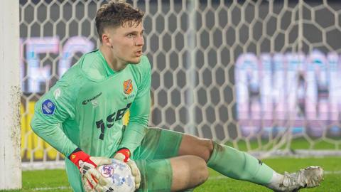 Goalkeeper Kayne van Oevelen of FC Volendam in action
