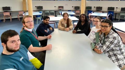 From left to right: Jack Champ, Peter Nicks, Josh Cherian, Ariane Wood, Oluwademilade Oluwole, Nikola Jagielska and Sara Egrtova