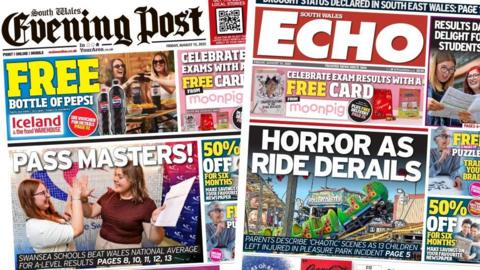 South Wales Evening Post and South Wales Echo front pages